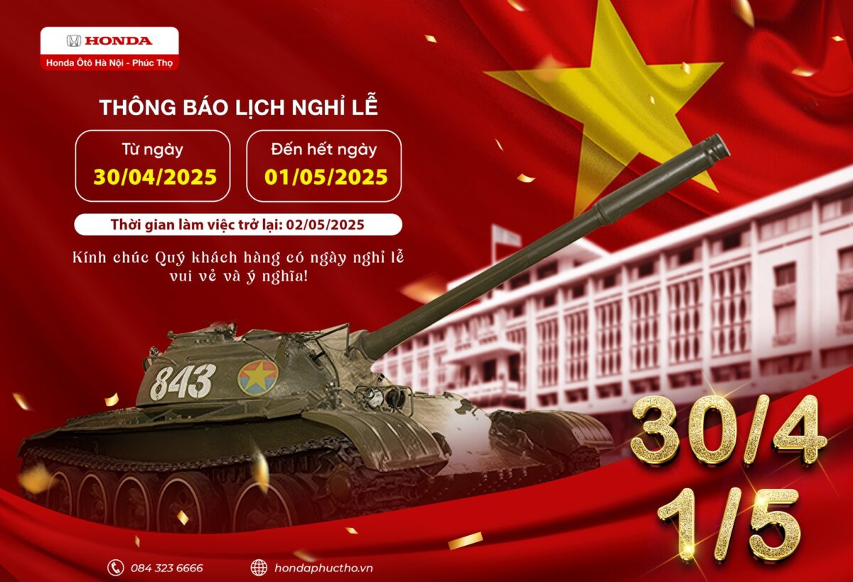 THÔNG BÁO LỊCH NGHỈ LỄ 30/4 & 1/5