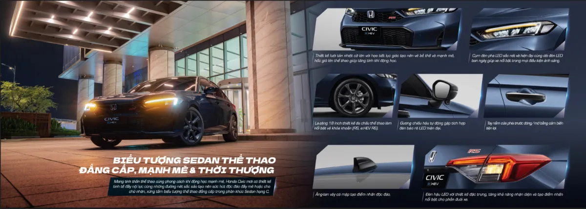 Ngoại thất Honda Civic 2025 mạnh mẽ và thể thao