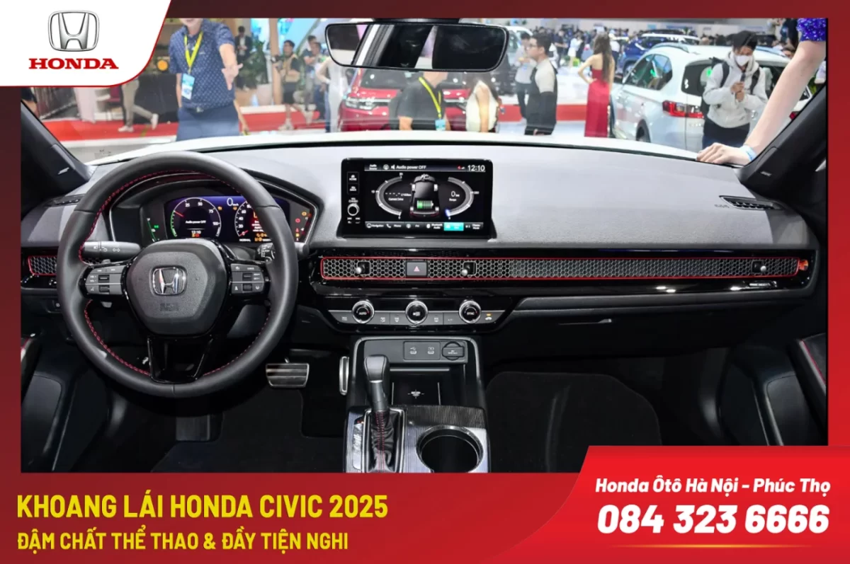 Khoang lái của Honda Civic được thiết kế hướng về người lái, tối giản