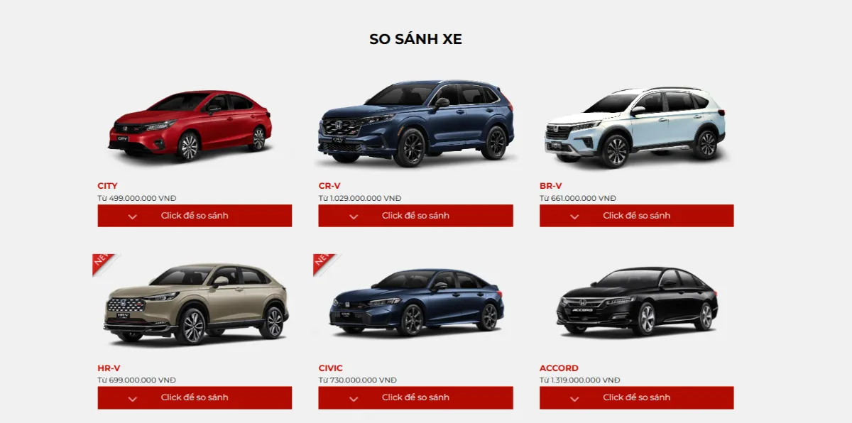 So sánh nhanh các dòng xe Honda theo phân khúc - giá - mục đích sử dụng