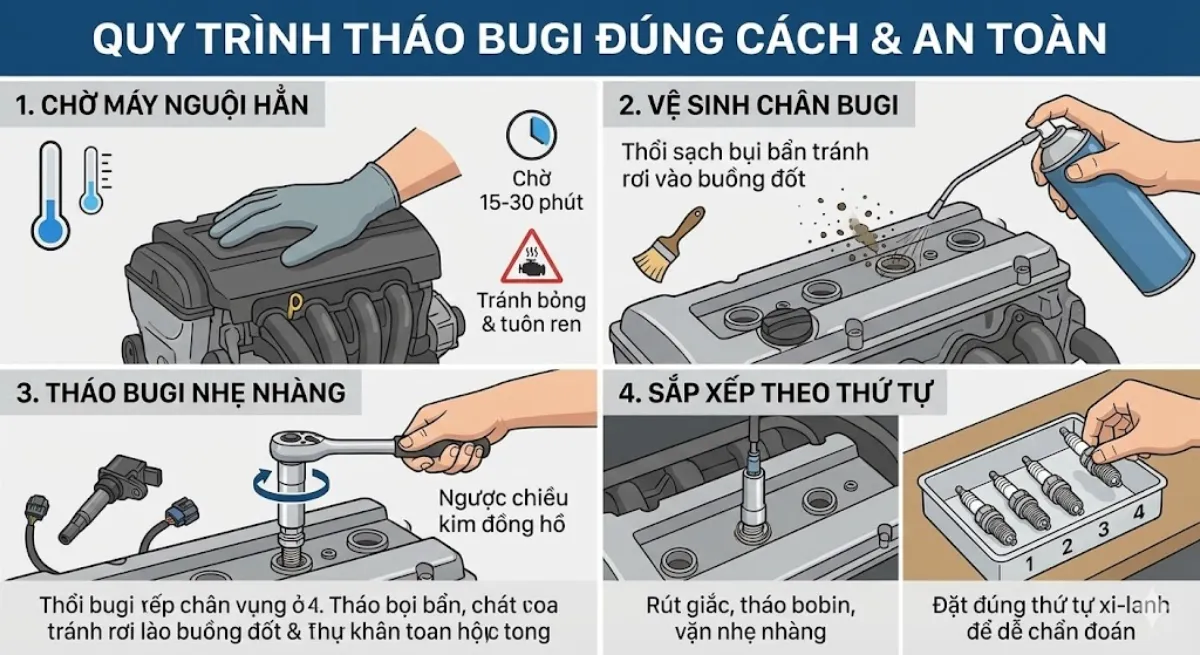 Cách tự kiểm tra bugi tại nhà an toàn