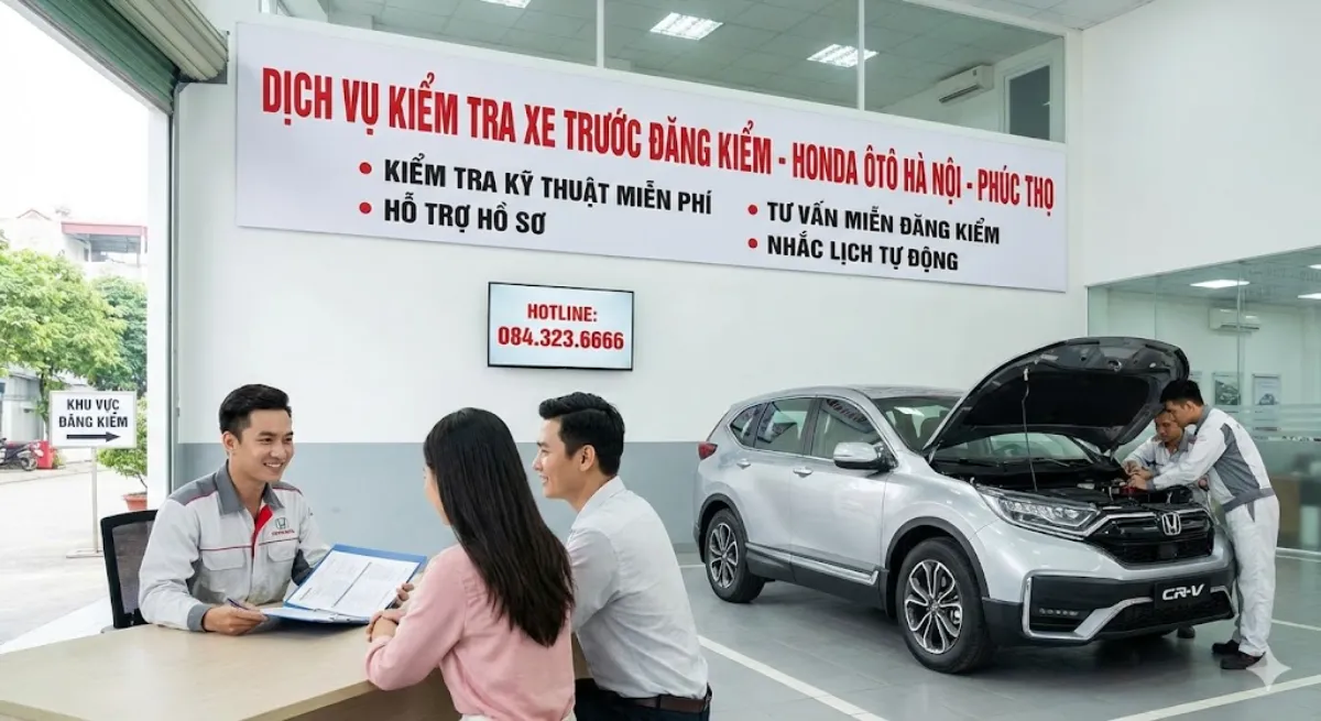 Dịch vụ hỗ trợ kiểm tra xe trước đăng kiểm tại Honda Ôtô Hà Nội - Phúc Thọ