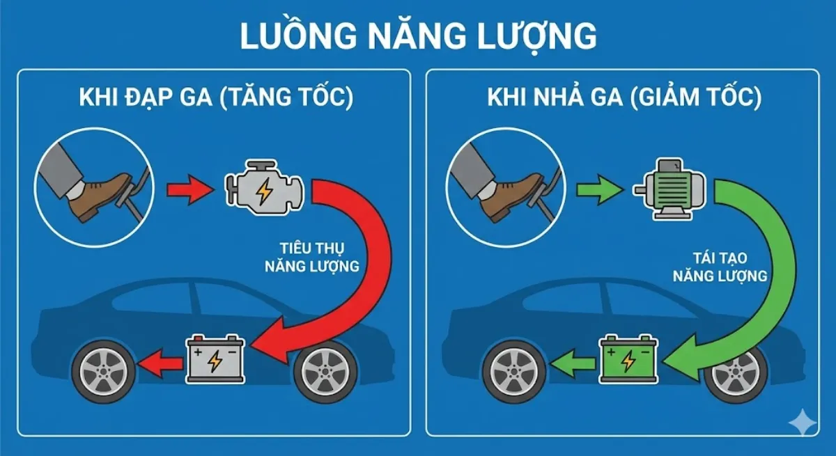 Phanh tái sinh giúp sạc lại pin mỗi khi bạn giảm tốc.