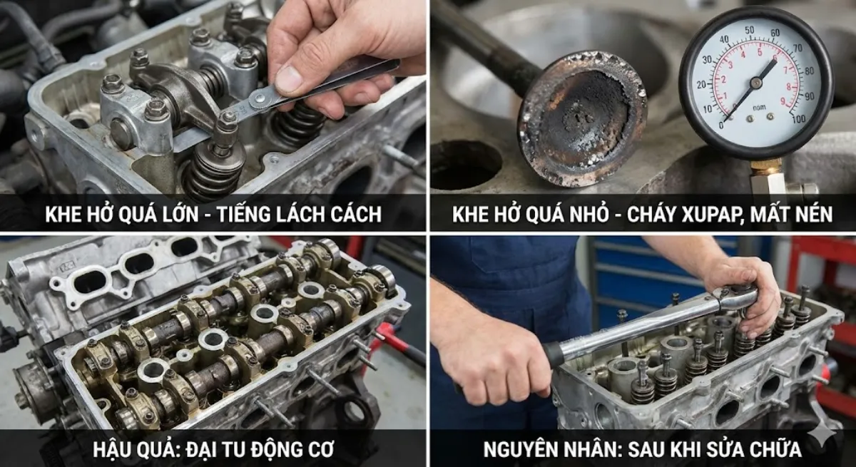 Dấu hiệu khe hở xupap sai