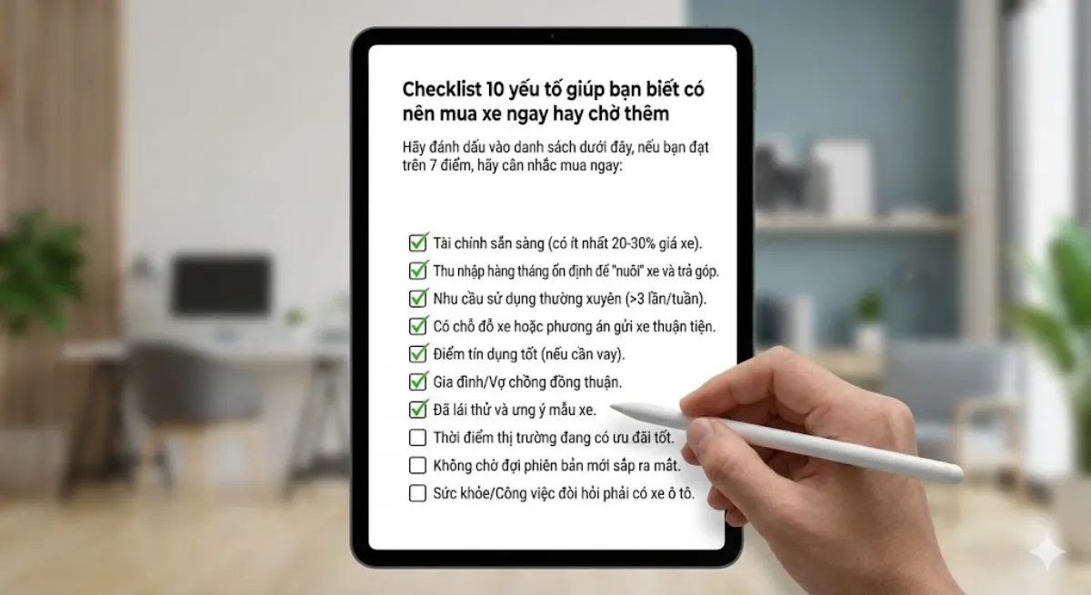 Checklist 10 yếu tố giúp bạn biết có nên mua xe ngay hay chờ thêm