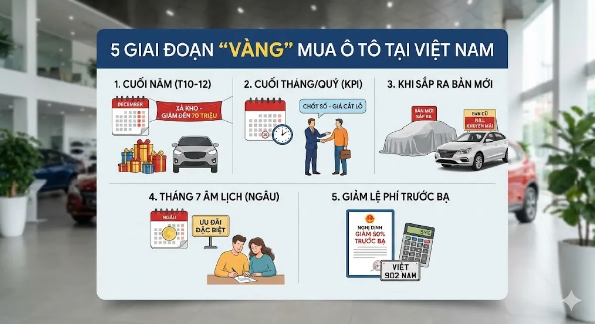Các thời điểm mua ô tô tốt nhất trong năm