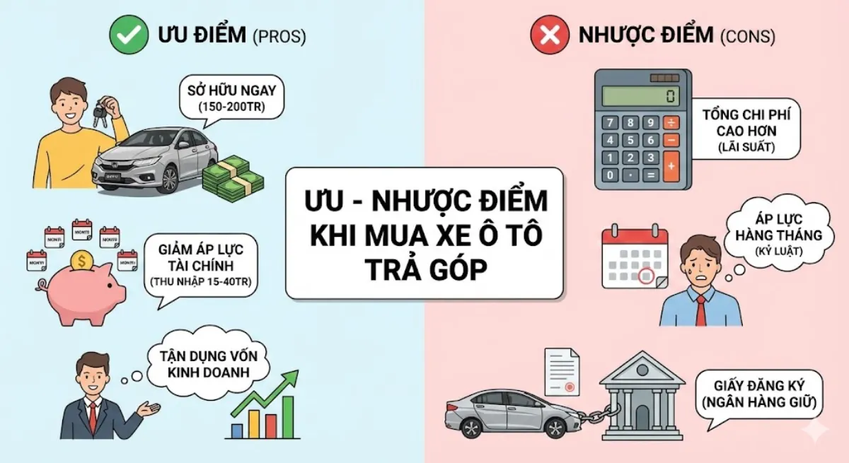 Ưu - nhược điểm khi mua xe ô tô trả góp