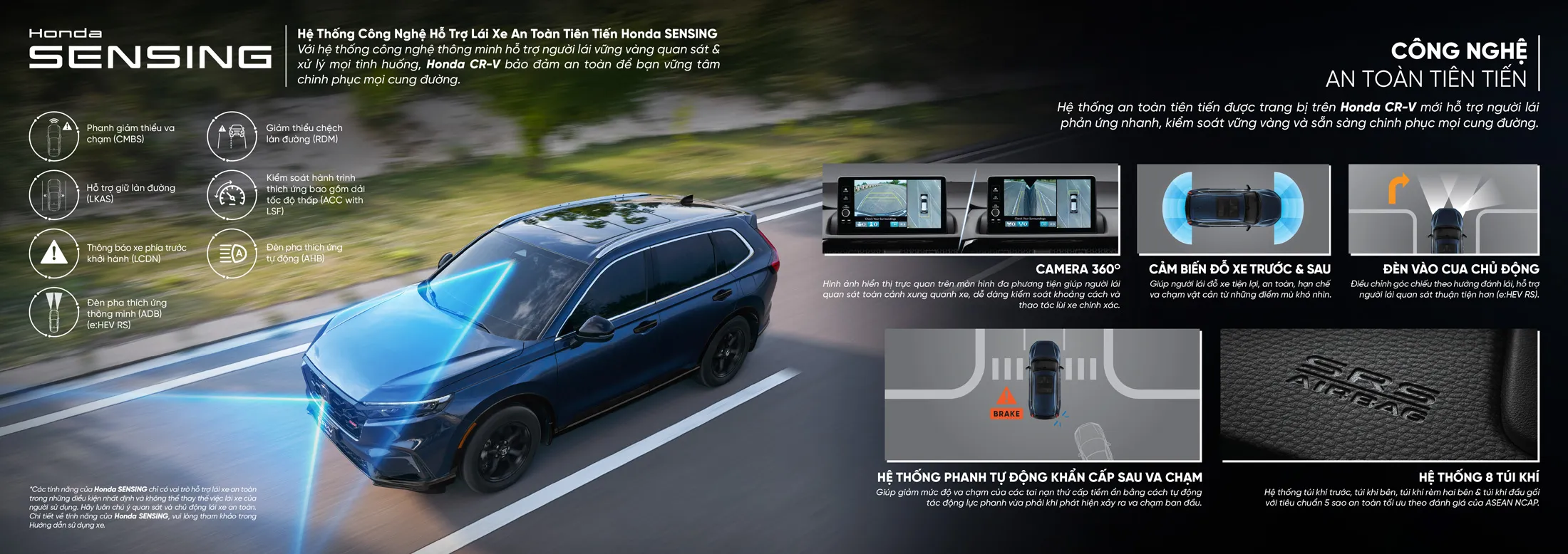 Hệ thống Honda SENSING hỗ trợ lái xe an toàn tiên tiến
