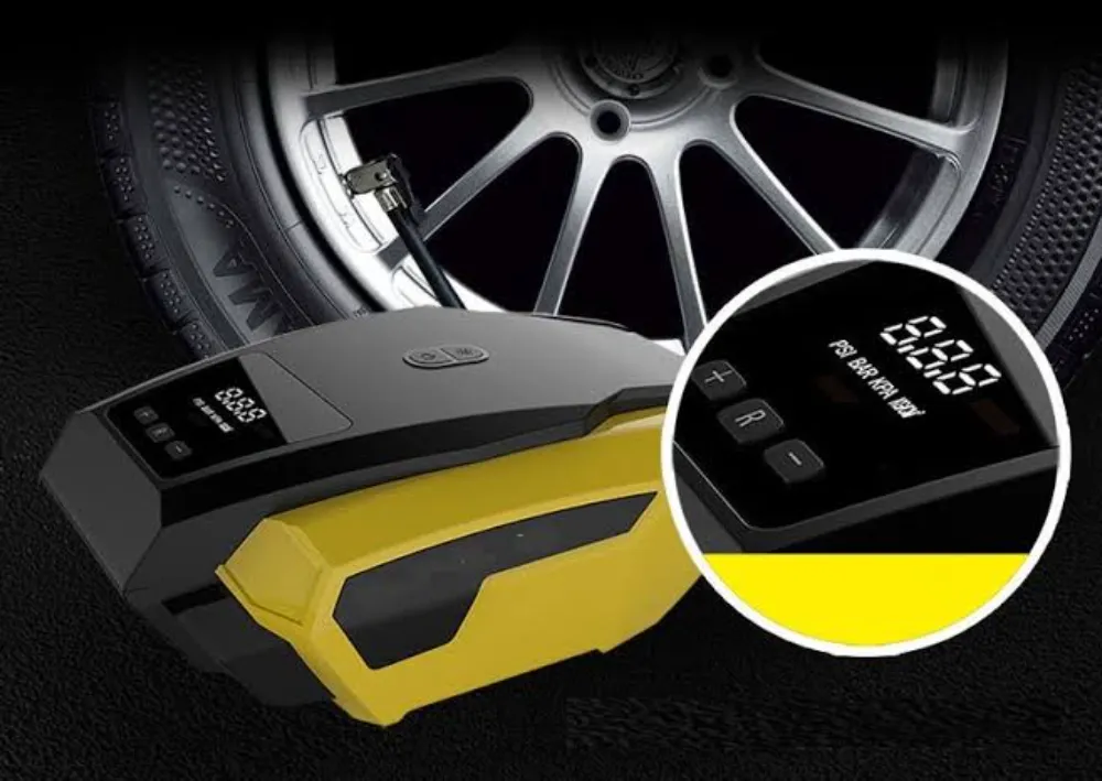 Bơm điện mini vào tẩu 12V trên xe và bơm lốp