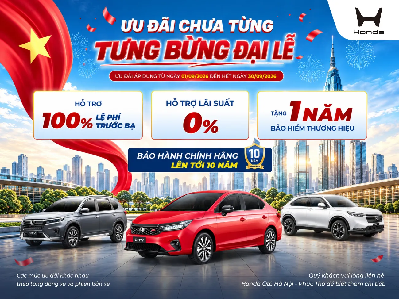 Ưu đãi mua ô tô Honda tháng 9/2026